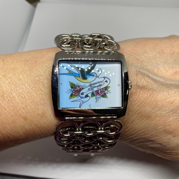 NWOT Ed Hardy Blue Bird Lynx Bracelet Watch. - Picture 1 of 7